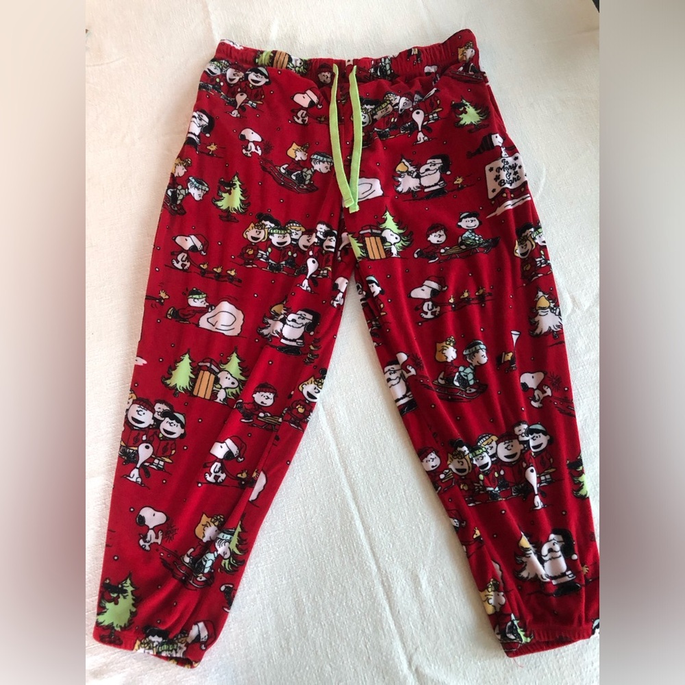 Peanuts Red Cartoon Print Pajama Bottoms